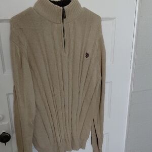 U.S. Polo Assn. Men's Tan Zip-Up Sweater